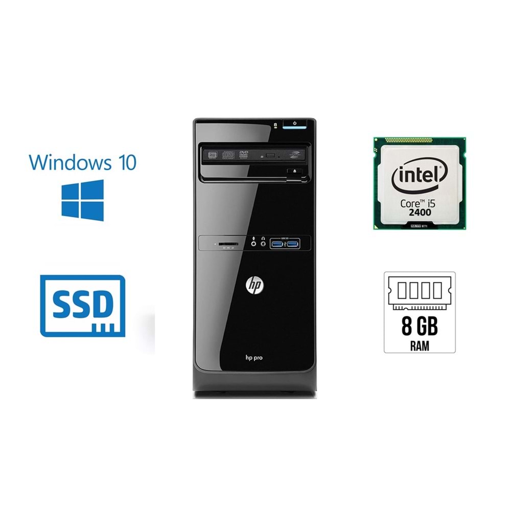 Hp Pro 3400 mt Intel Core I5-2400 8 GB Ram 256 SSD Orjinal Windows - Outlet