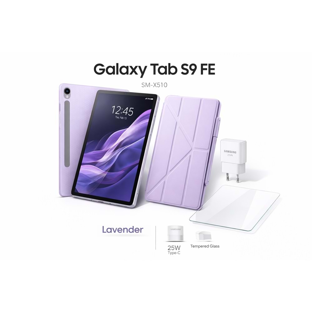 Samsung Galaxy Tab S9 FE SM-X510 128 GB 6 GB RAM 10.9” Tablet Lavender (Kutulu Teşhir)