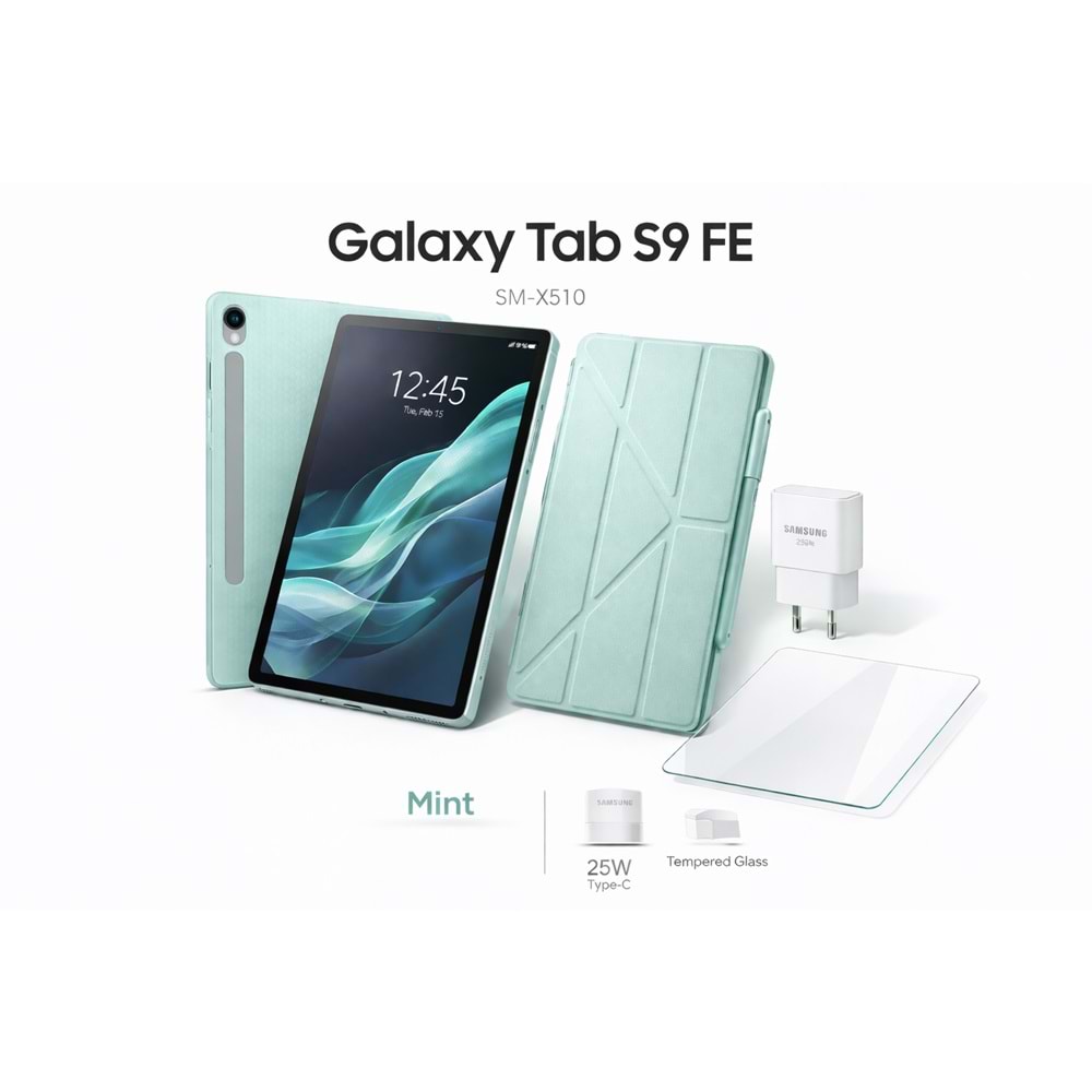 Samsung Galaxy Tab S9 FE SM-X510 128 GB 6 GB RAM 10.9” Tablet Mint (Kutulu Teşhir)