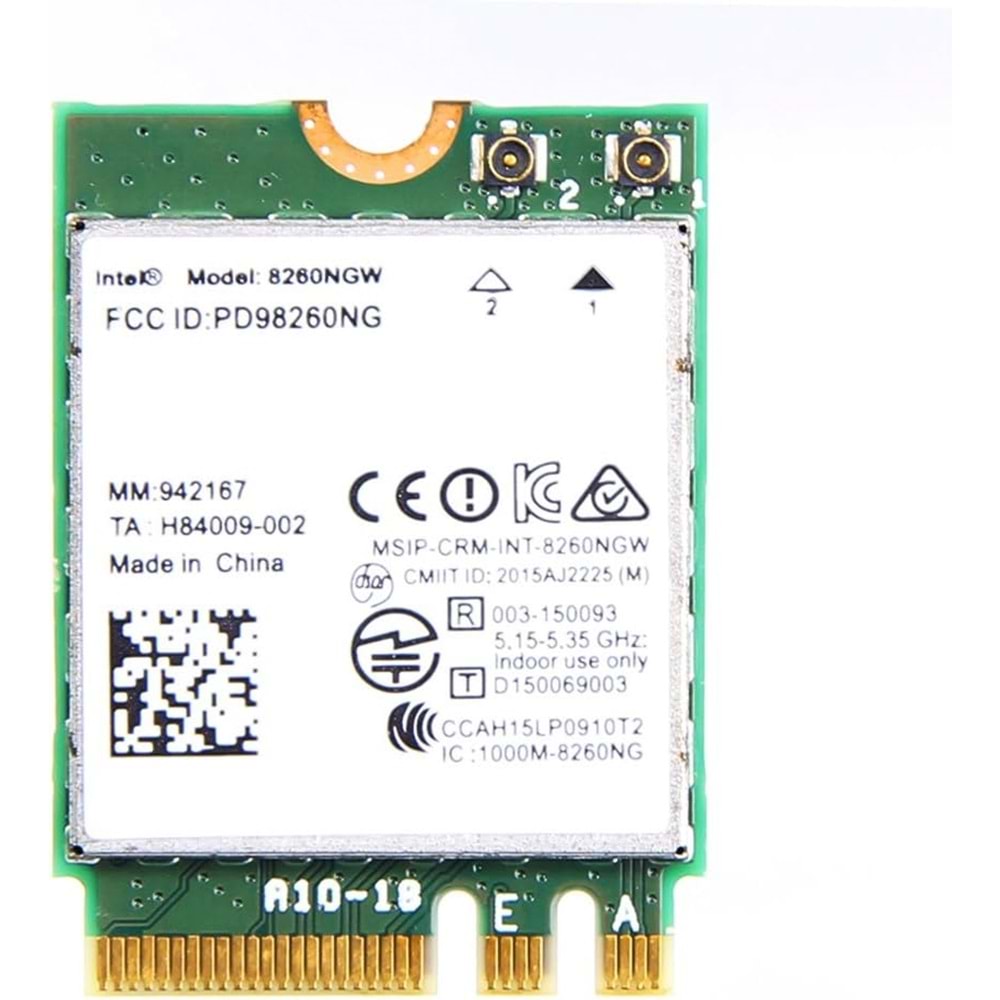 Intel 8260NGW WiFi Kartı | 802.11ac Dual Band + Bluetooth 4.2