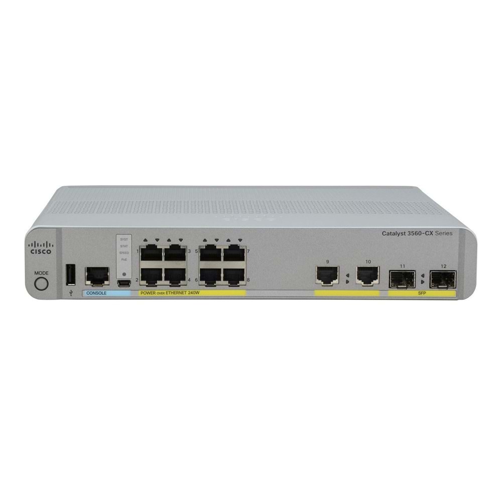 Cisco Catalyst 3560-CX 8 Port Gigabit PoE+ Yönetilebilir Switch Testleri Yapılmış 1 Yıl Garantili