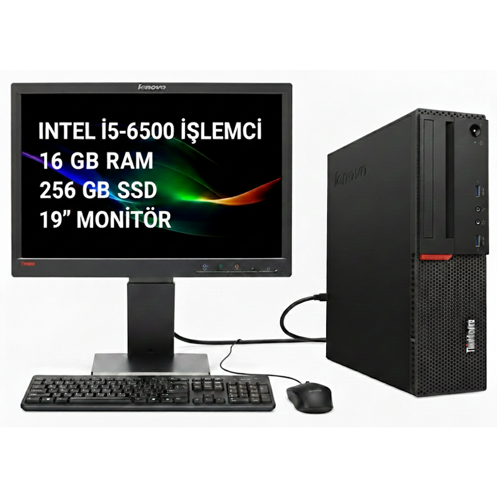 Lenovo M700 SFF i5-6500 16 RAM 256 SSD + 19” Lenovo Monitör Masaüstü Set Yenilenmiş