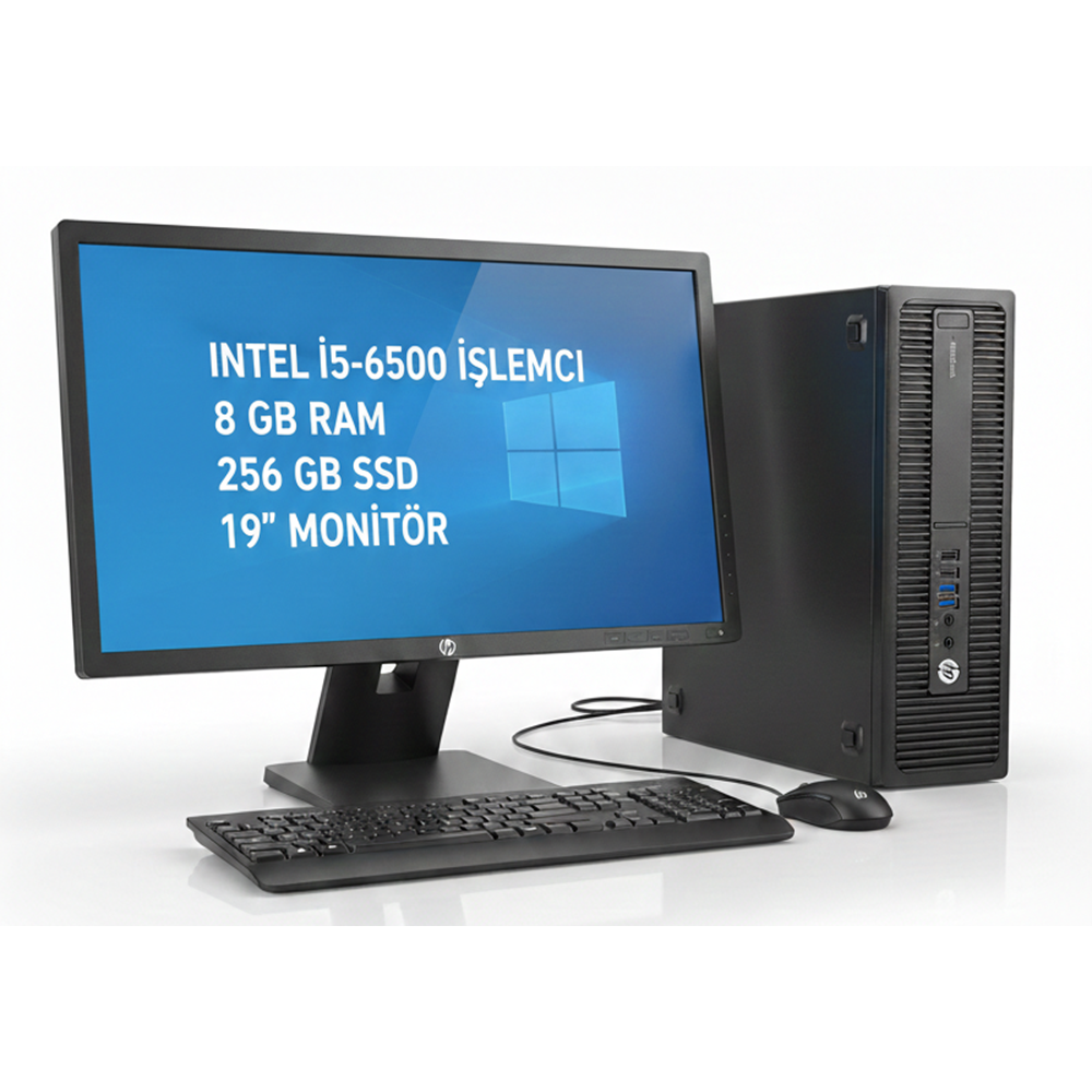 HP EliteDesk 800 G2 SFF i5-6500 8 RAM 256 SSD 19” Monitörlü Set İkinci EL