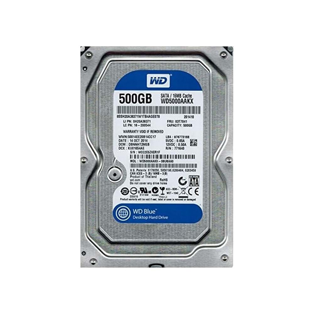WD 500GB 7200RPM 16 Cache Pc 3.5 Sabit Disk (WD5000AAKX)