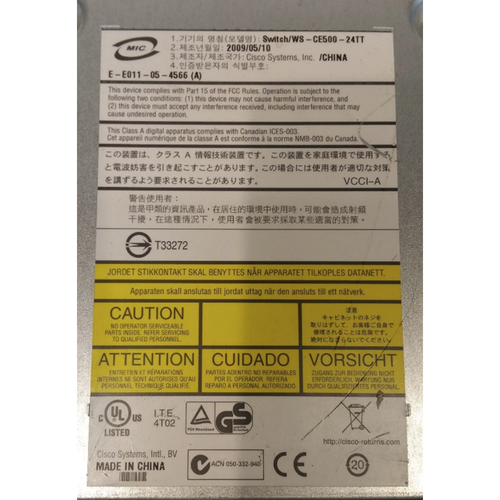 Cisco WS-CE500-24TT 24 Port Switch (İkinci El) – Kurumsal Ağ Çözümü