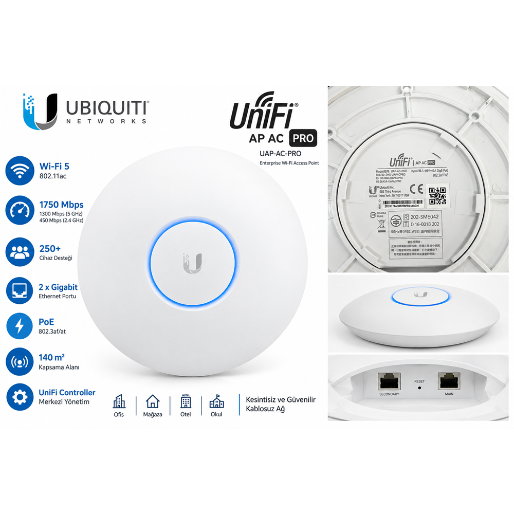 Ubiquiti UniFi UAP-AC-PRO Dual Band Gigabit PoE Access Point - İkinci EL