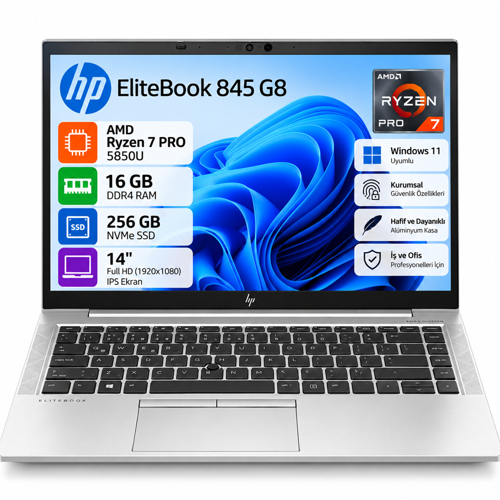 HP Elitebook 845 G8 AMD Ryzen 7 Pro 5850U 16 Ram 256 SSD 14