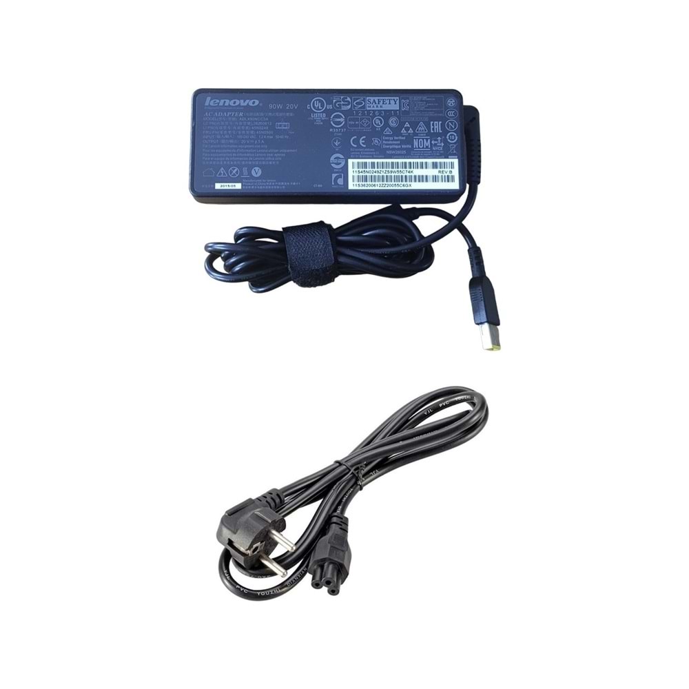 Lenovo Orjinal 20V 4.5A 90W USB Tip Notebook Adaptör ADLX90NCC3A + Güç Kablosu