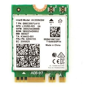 Intel AX200NGW M.2 Wi-Fi 6 Kartı + Bluetooth 5.0 | 2400 Mbps Dual Band