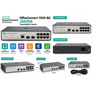 HPE OfficeConnect 1920-8G JG920A 8 Port Gigabit 2 SFP Switch - İkinci EL