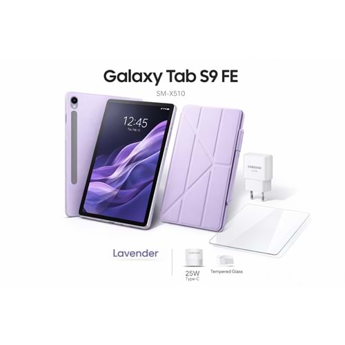 Samsung Galaxy Tab S9 FE SM-X510 128 GB 6 GB RAM 10.9” Tablet Lavender (Kutulu Teşhir)