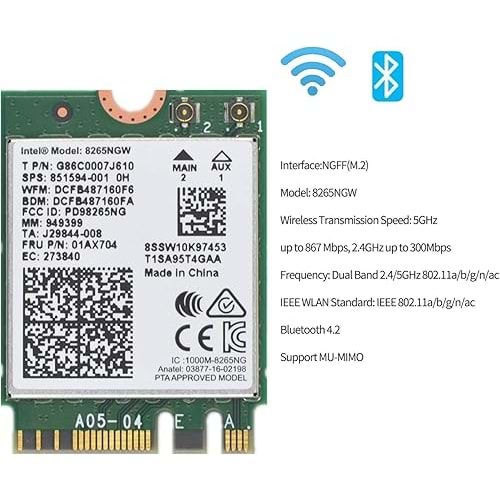 Intel 8265NGW Wi-Fi Modül / Kablosuz Ağ Adaptörü – PCIe / 802.11ac Dual Band