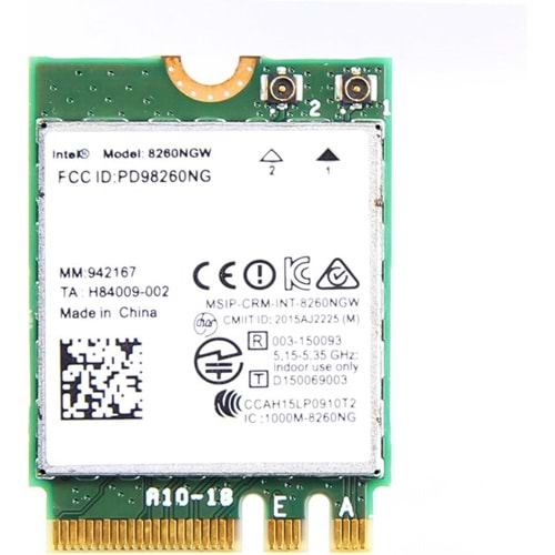 Intel 8260NGW WiFi Kartı | 802.11ac Dual Band + Bluetooth 4.2