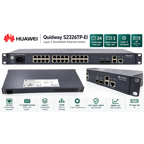 Huawei Quidway S2326TP-EI 24 Port Yönetilebilir Switch + 2 Gigabit SFP