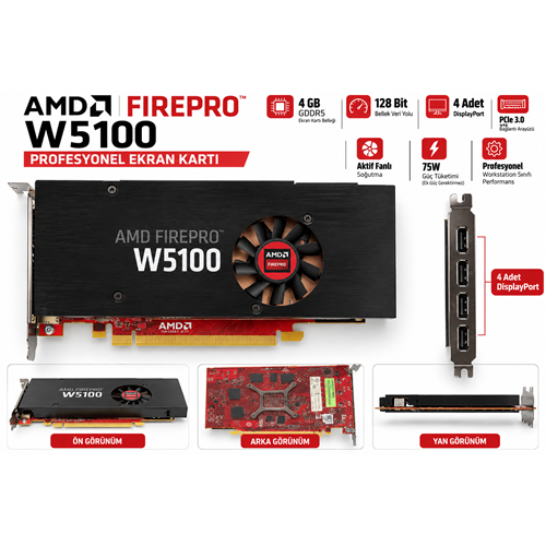 AMD FirePro W5100 4GB GDDR5 128 Bit Ekran Kartı – İkinci EL