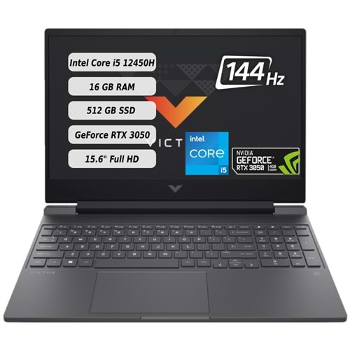 HP VİCTUS GAMİNG 15-FA0011NT INTEL CORE İ5 12450H 16GB 512GB SSD RTX3050 FREEDOS 15.6