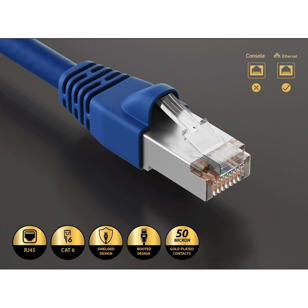 Oracle CAT6 ASY CABLE SHİELDED RJ45-RJ45 MAVİ 150FT - 45mt. MP-6ARJ45SBLUE-150