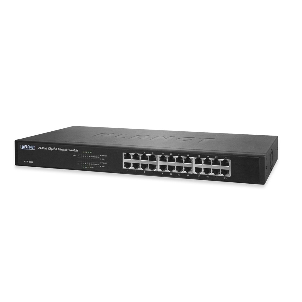 PLANET GSW-2401 24 Port Gigabit Ethernet Switch 10/100/1000 Mbps Rack Tipi - İkinci EL