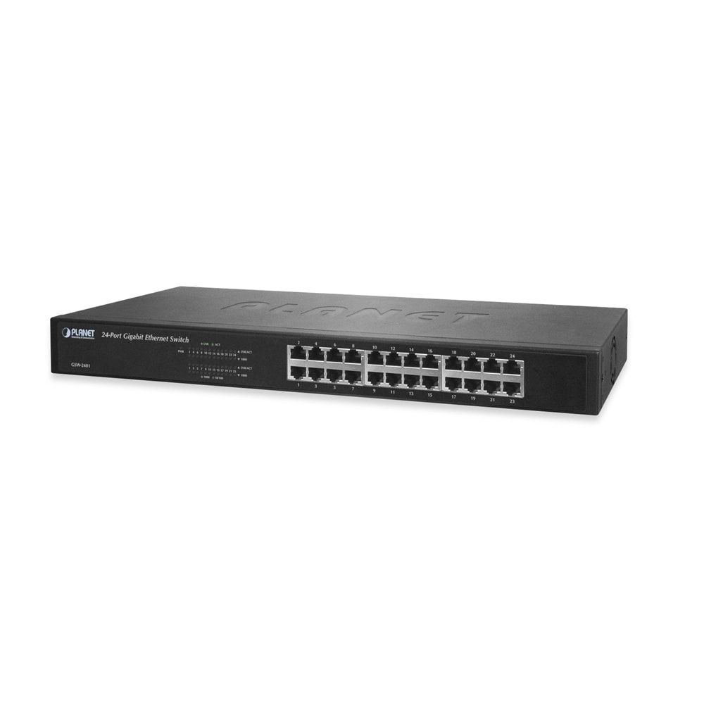 PLANET GSW-2401 24 Port Gigabit Ethernet Switch 10/100/1000 Mbps Rack Tipi - İkinci EL